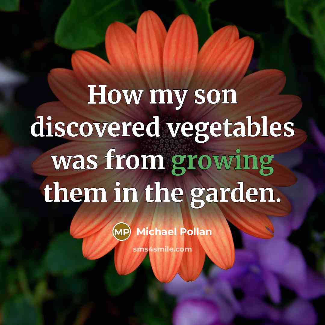 “How my son discovered vegetables was from growing them in…” quote by Michael Pollan