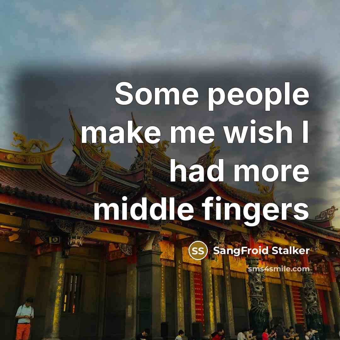 “Some people make me wish I had more middle fingers…” quote by SangFroid Stalker