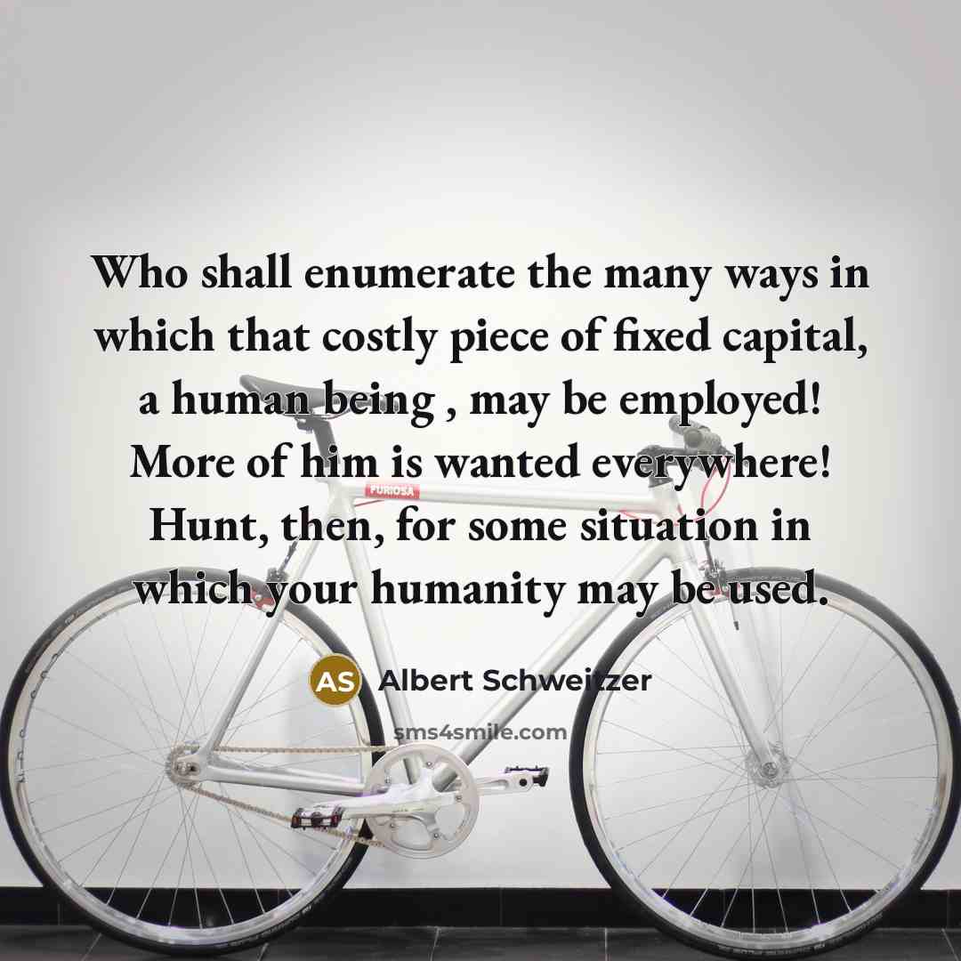 “Who shall enumerate the many ways in which that costly…” quote by Albert Schweitzer