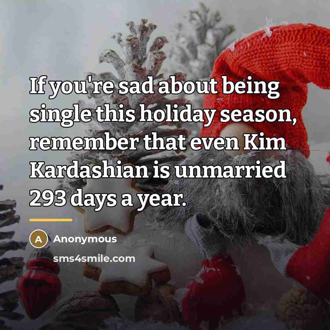 “If you're sad about being single this holiday season, remember…” quote by Anonymous