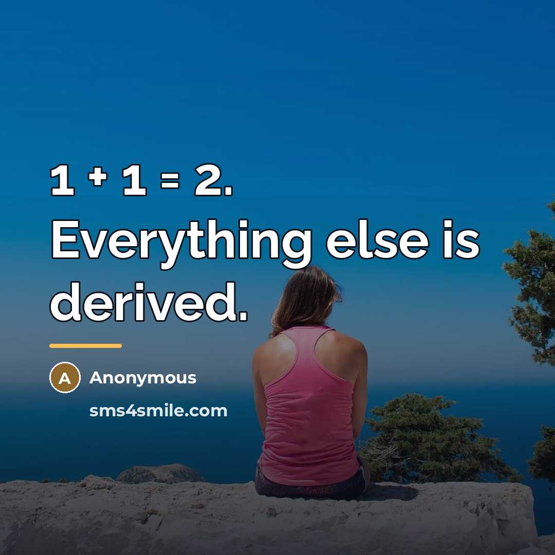 “1 + 1 = 2. Everything else is derived.…” quote by Anonymous