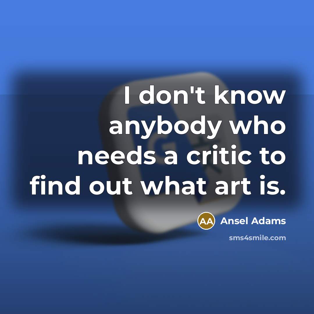 “I don't know anybody who needs a critic to find…” quote by Ansel Adams