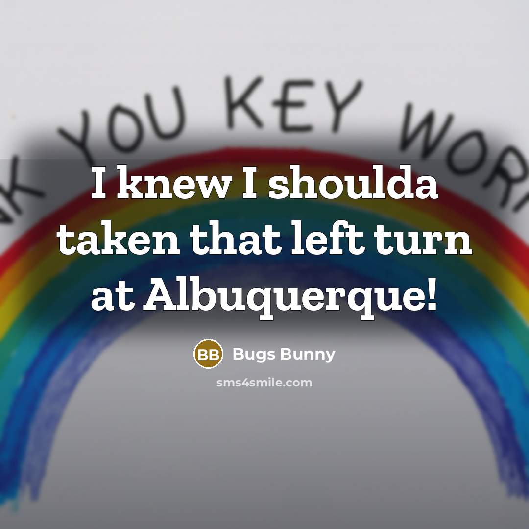 “I knew I shoulda taken that left turn at Albuquerque!…” quote by Bugs Bunny