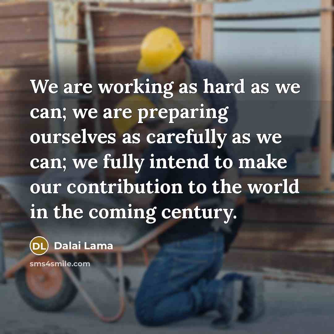 “We are working as hard as we can; we are…” quote by Dalai Lama