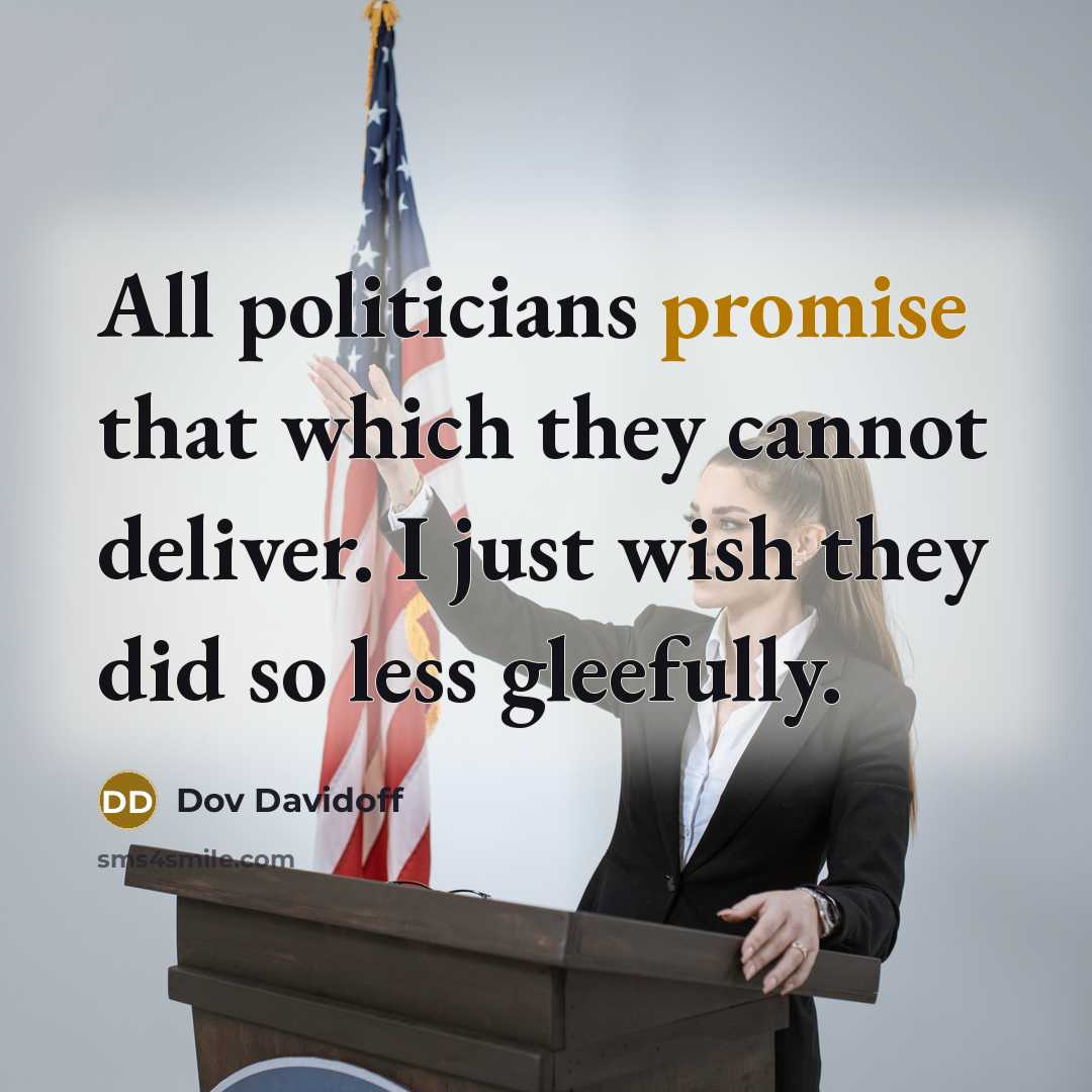 “All politicians promise that which they cannot deliver. I just…” quote by Dov Davidoff