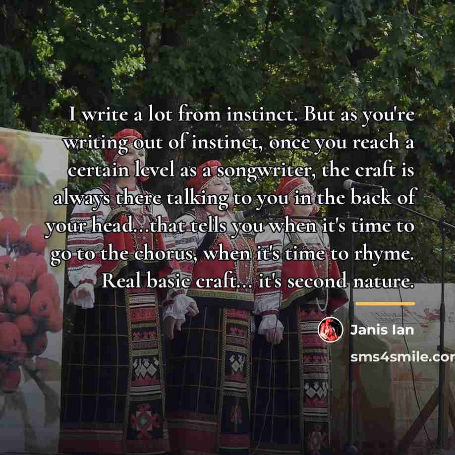 “I write a lot from instinct. But as you're writing…” quote by Janis Ian