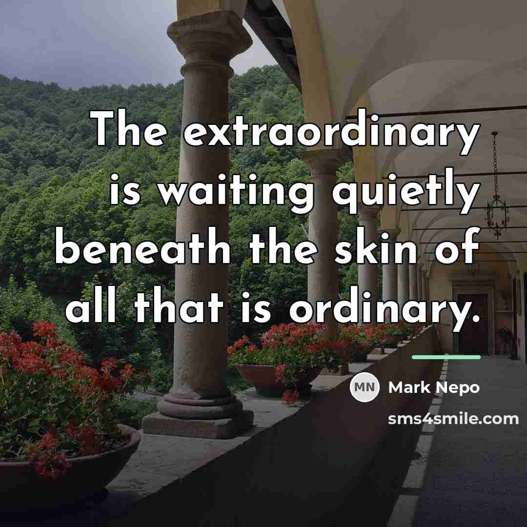 “The extraordinary is waiting quietly beneath the skin of all…” quote by Mark Nepo