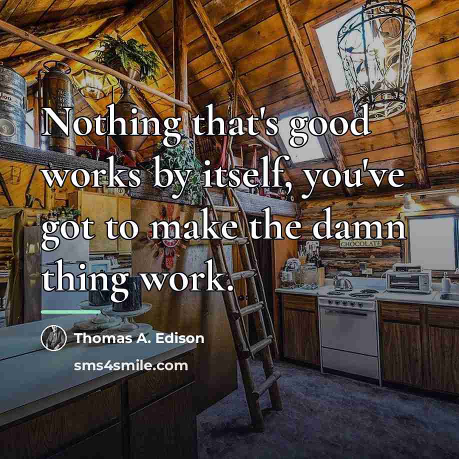 “Nothing that's good works by itself, you've got to make…” quote by Thomas A. Edison