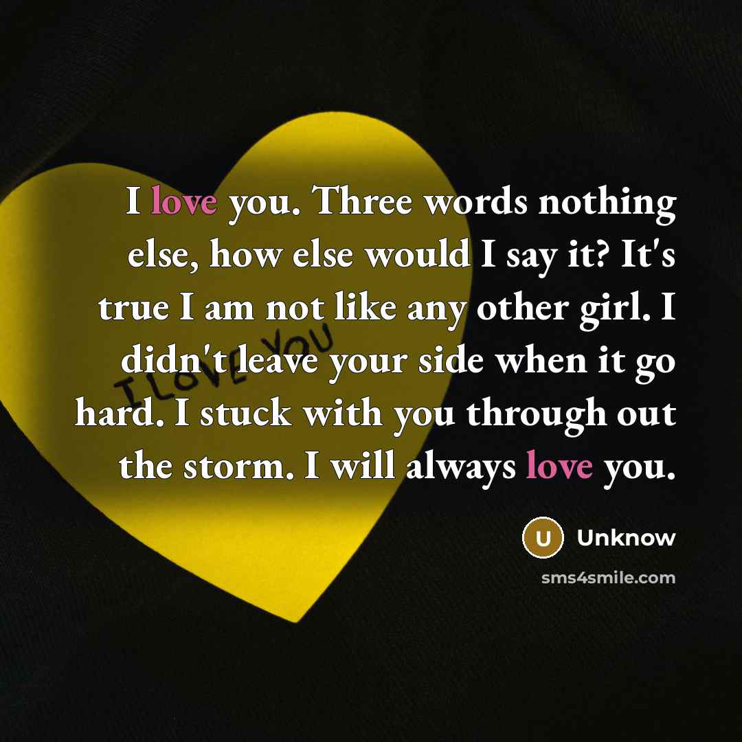 “I love you. Three words nothing else, how else would…” quote by Unknow