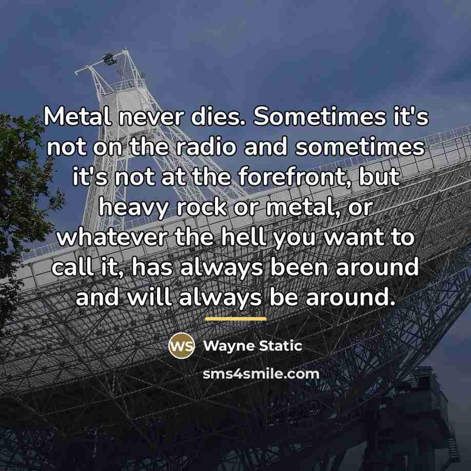 “Metal never dies. Sometimes it's not on the radio and…” quote by Wayne Static