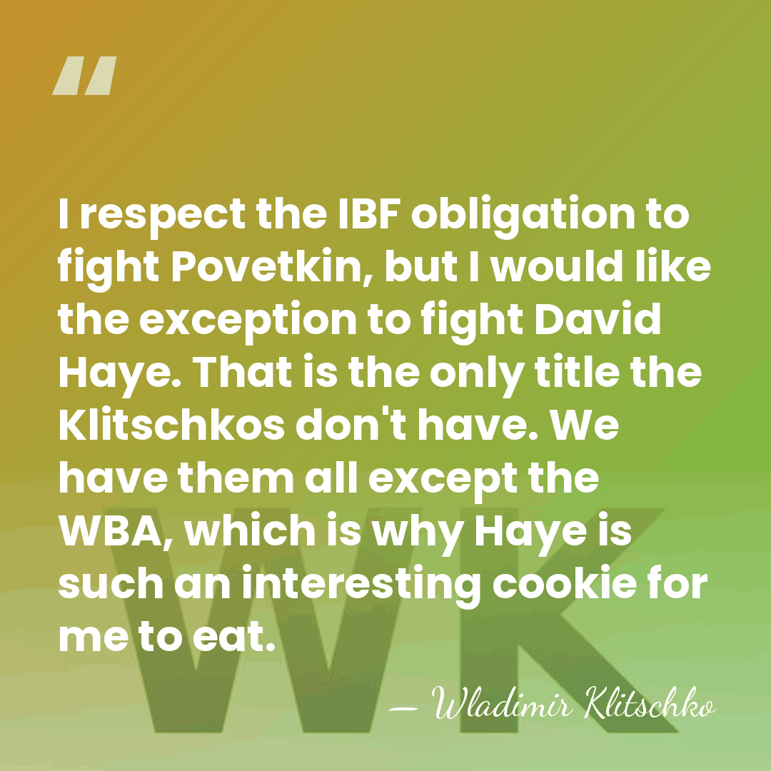 I respect the IBF obligation to fight Povetkin, but I would like&hellip; - Wladimir Klitschko