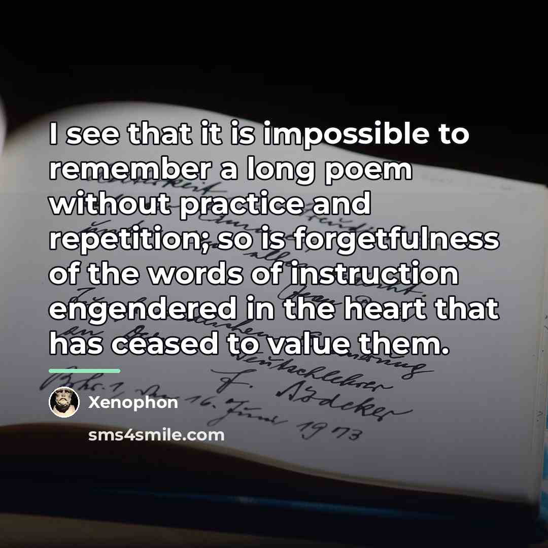 “I see that it is impossible to remember a long…” quote by Xenophon