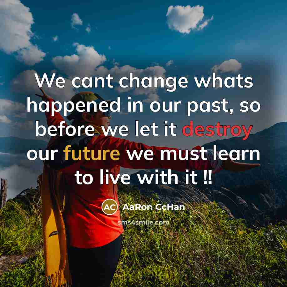 “We cant change whats happened in our past, so before we let it destroy our future we must learn to live with it !!” quote by AaRon CcHan