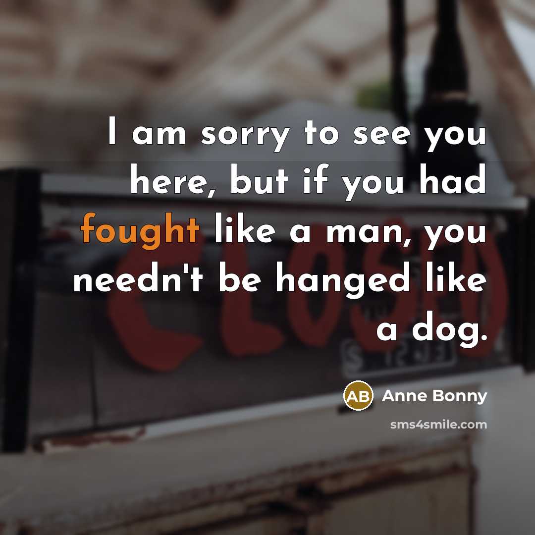 “I am sorry to see you here, but if you…” quote by Anne Bonny