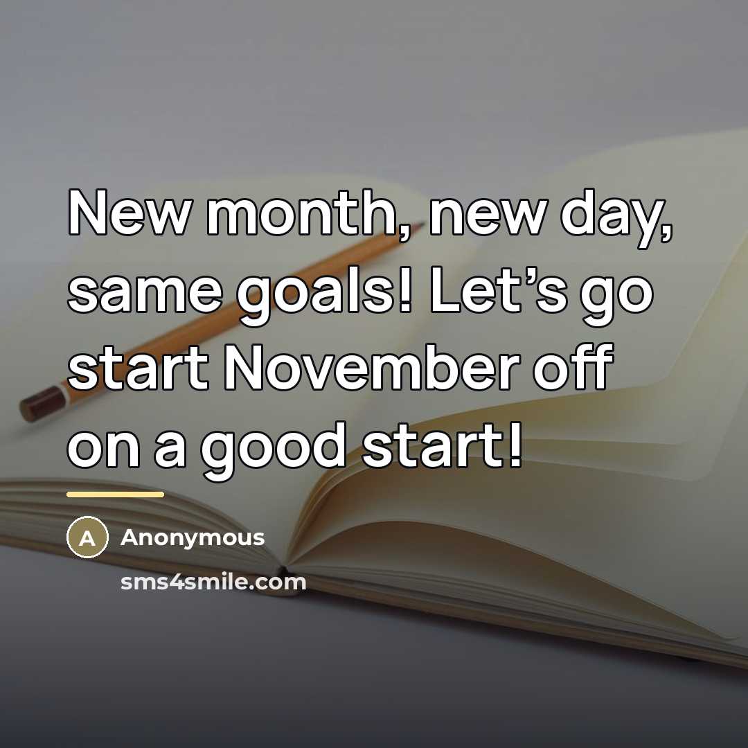 “New month, new day, same goals! Let's go start November…” quote by Anonymous