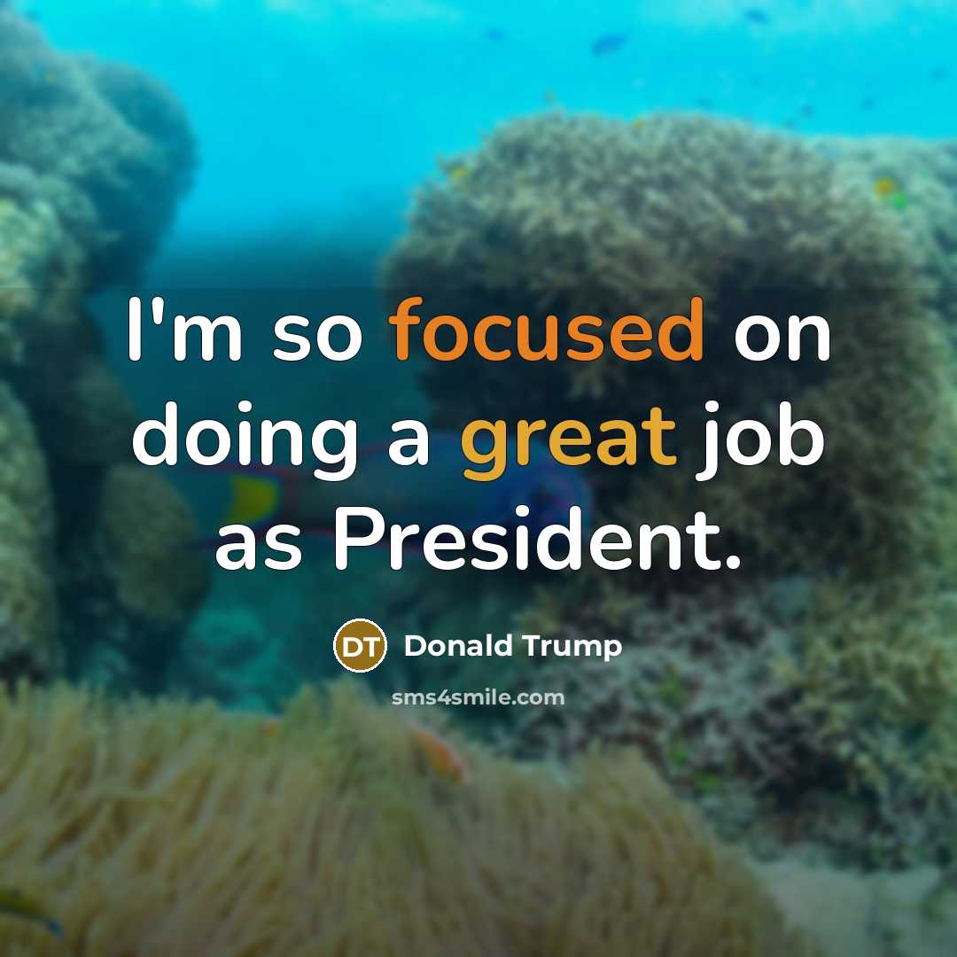 “I'm so focused on doing a great job as President.…” quote by Donald Trump