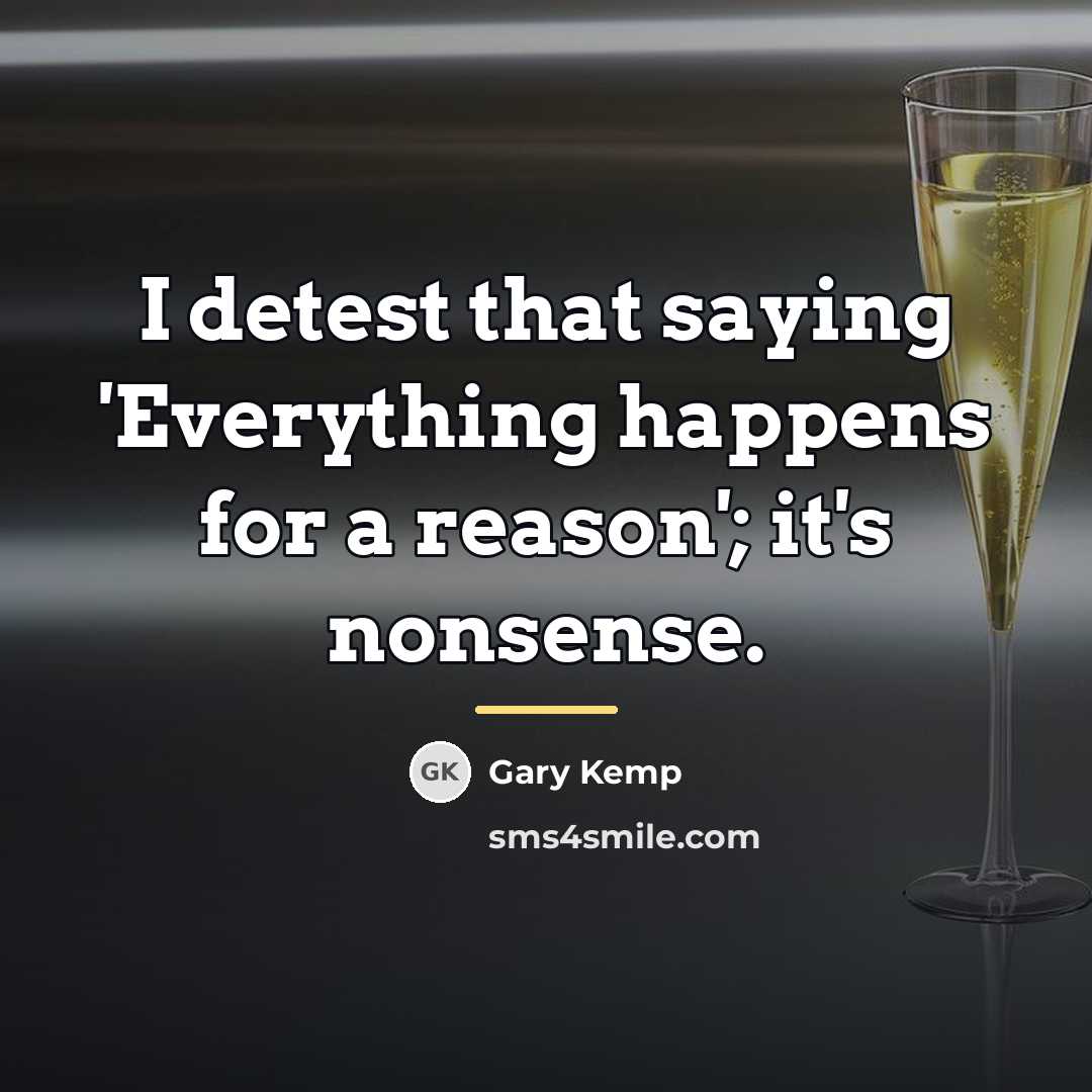 “I detest that saying 'Everything happens for a reason'; it's…” quote by Gary Kemp