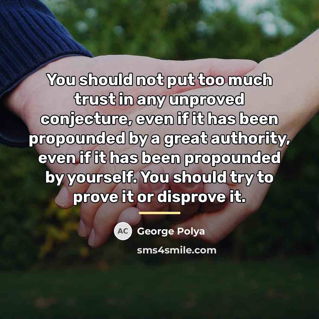 “You should not put too much trust in any unproved…” quote by George Polya