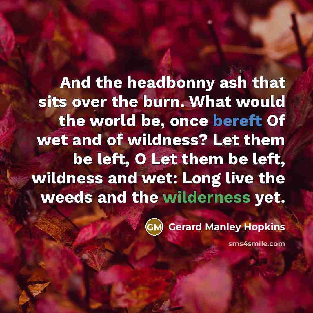 “And the headbonny ash that sits over the burn. What…” quote by Gerard Manley Hopkins