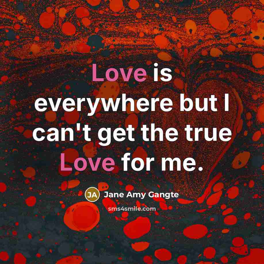 “Love is everywhere but I can't get the true Love…” quote by Jane Amy Gangte