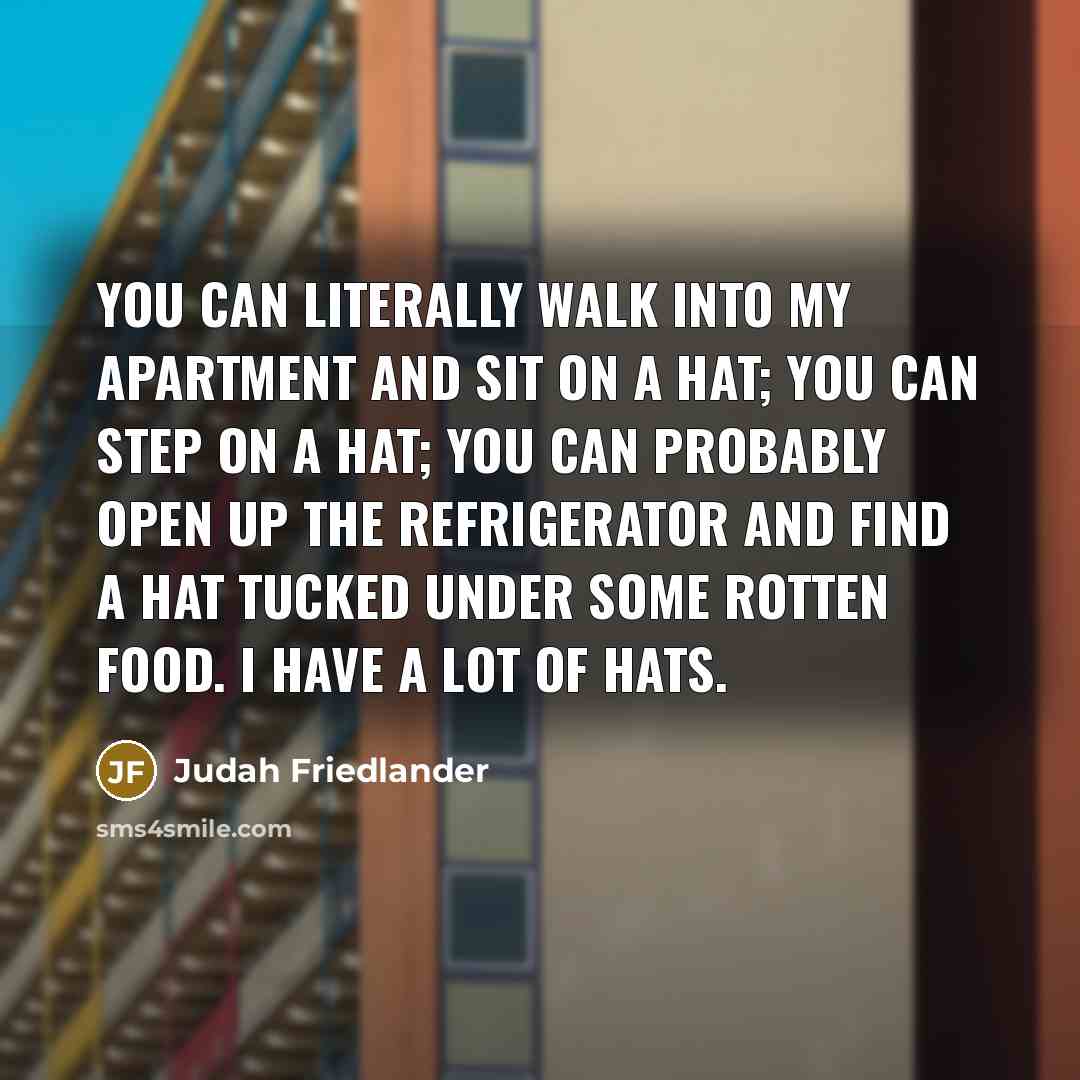 “You can literally walk into my apartment and sit on…” quote by Judah Friedlander
