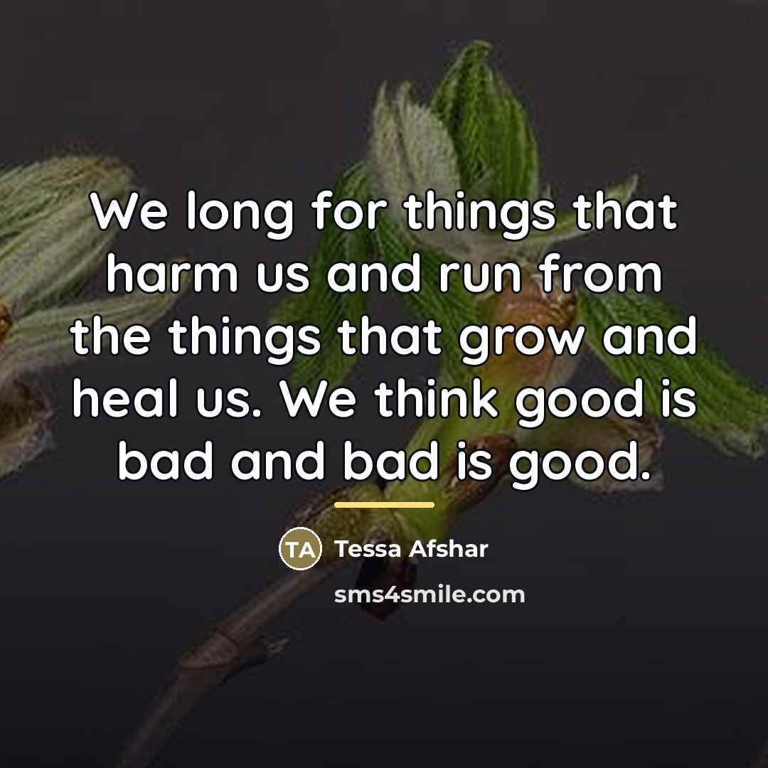 “We long for things that harm us and run from…” quote by Tessa Afshar