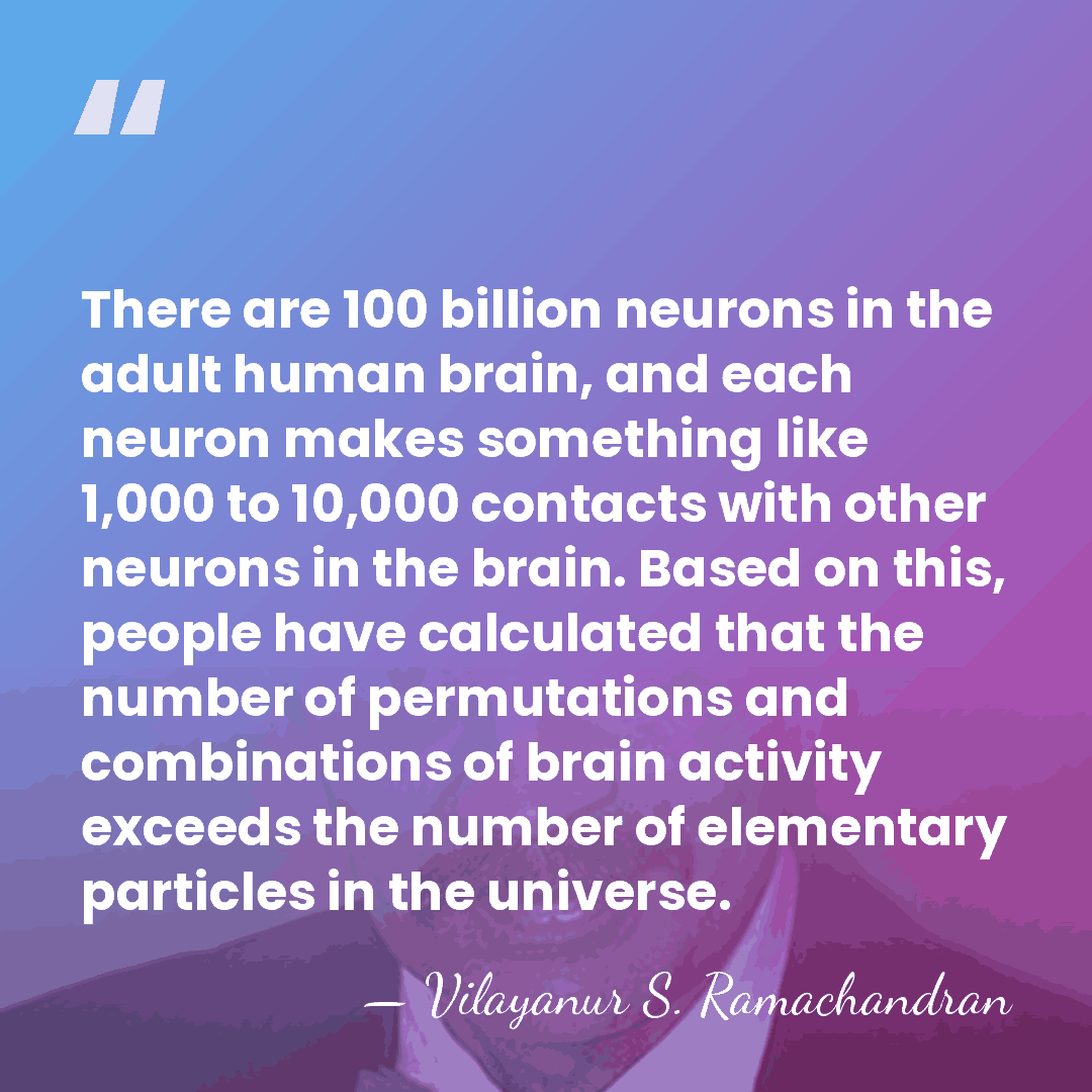 There are 100 billion neurons in the adult human brain, and each&hellip; - Vilayanur S. Ramachandran