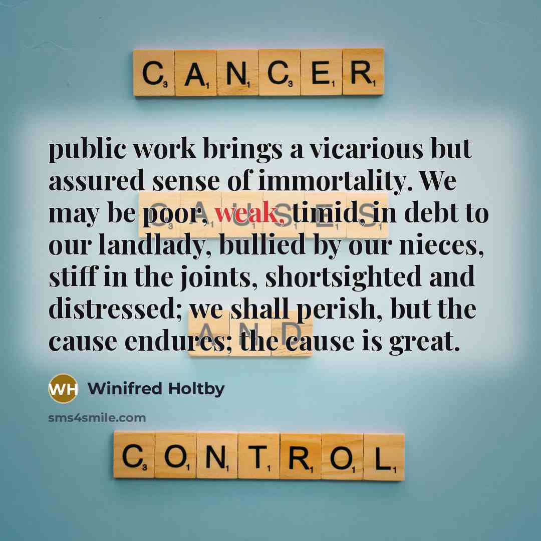 “public work brings a vicarious but assured sense of immortality.…” quote by Winifred Holtby