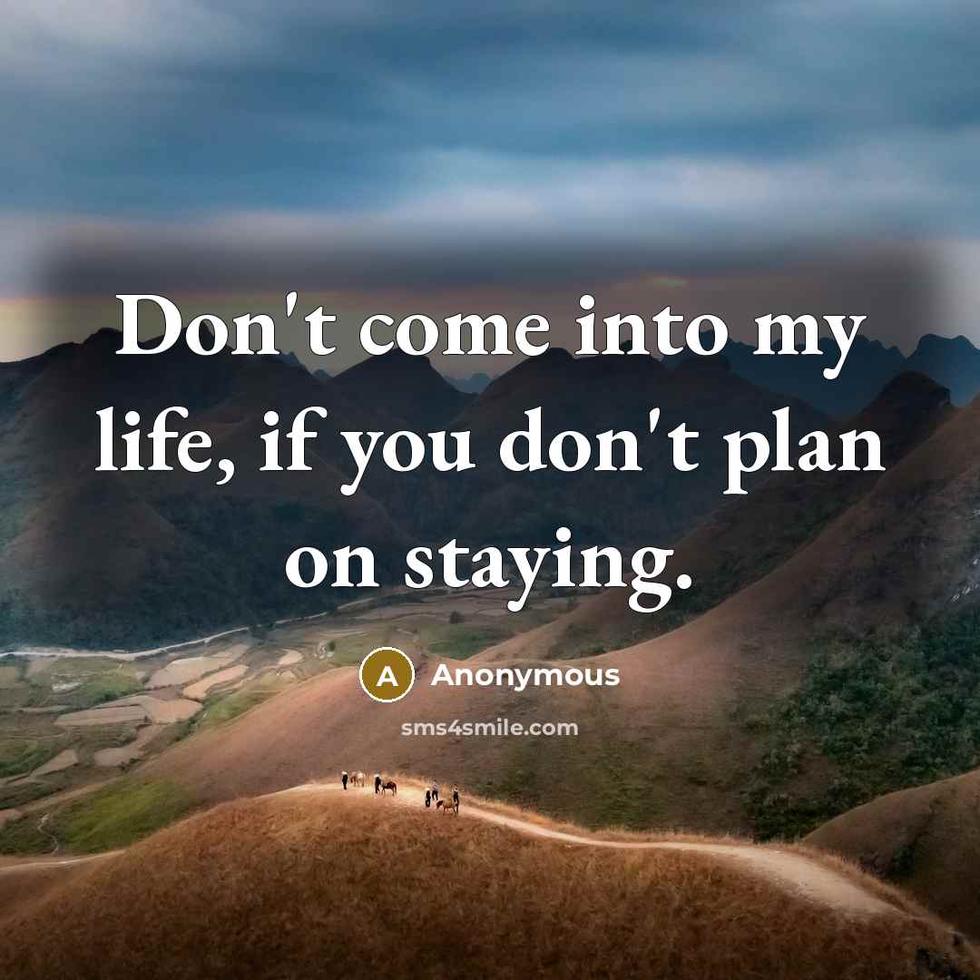 “Don't come into my life, if you don't plan on…” quote by Anonymous