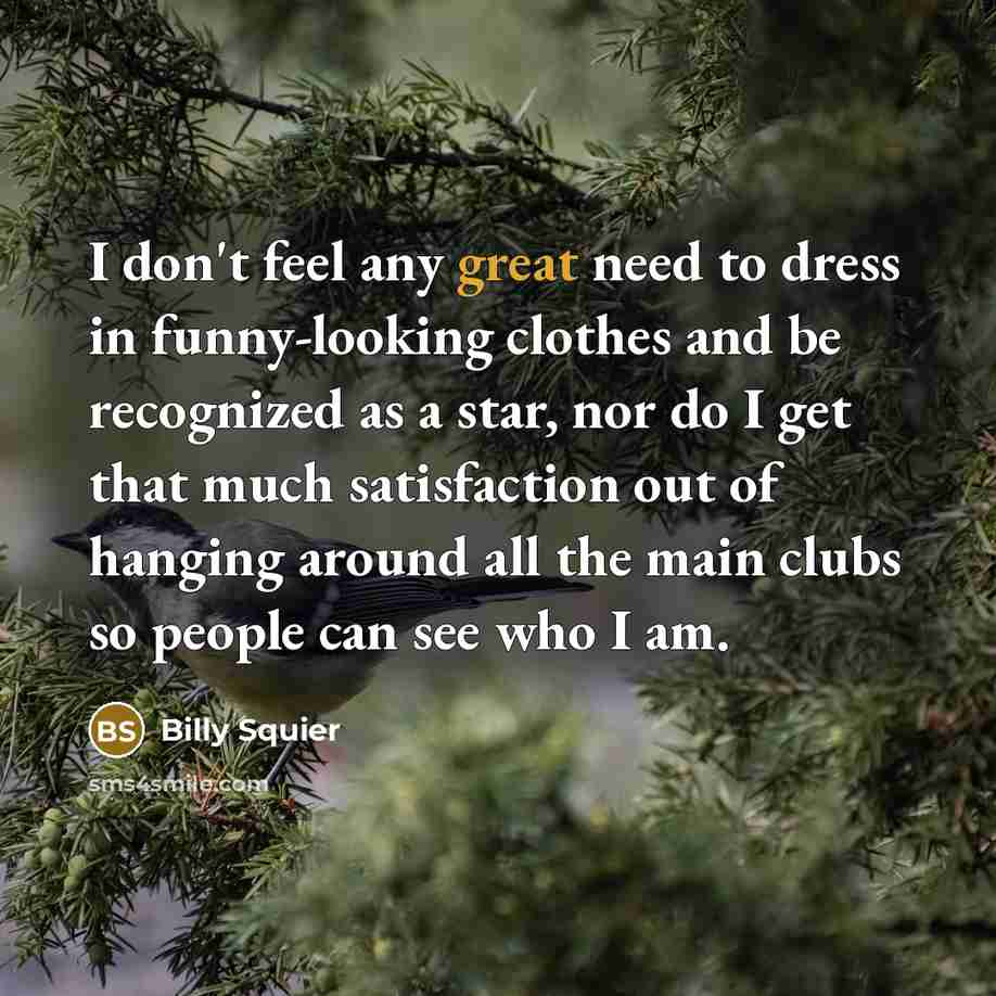 “I don't feel any great need to dress in funny-looking…” quote by Billy Squier
