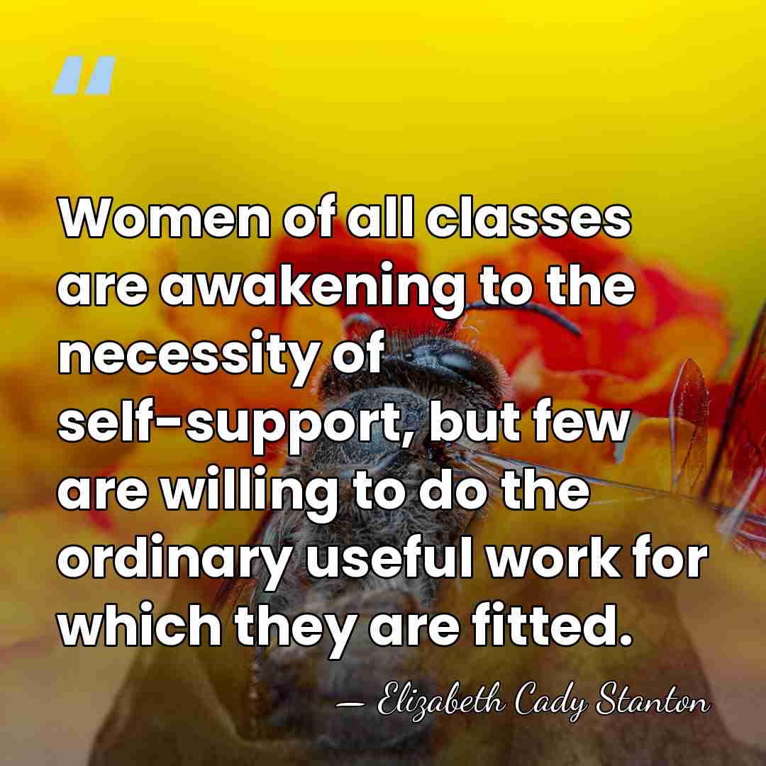 Women of all classes are awakening to the necessity of self-support, but&hellip; - Elizabeth Cady Stanton