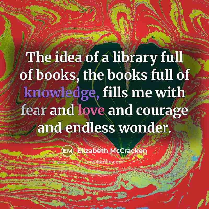 “The idea of a library full of books, the books…” quote by Elizabeth McCracken