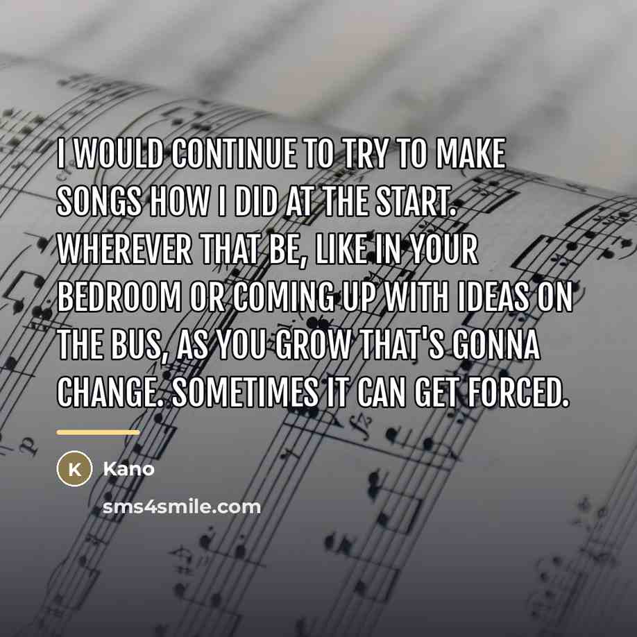 “I would continue to try to make songs how I…” quote by Kano