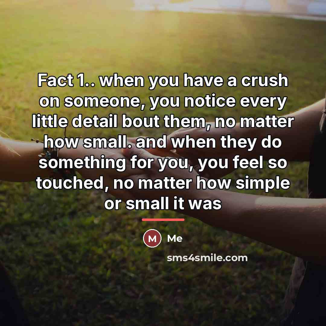 “Fact 1.. when you have a crush on someone, you…” quote by Me