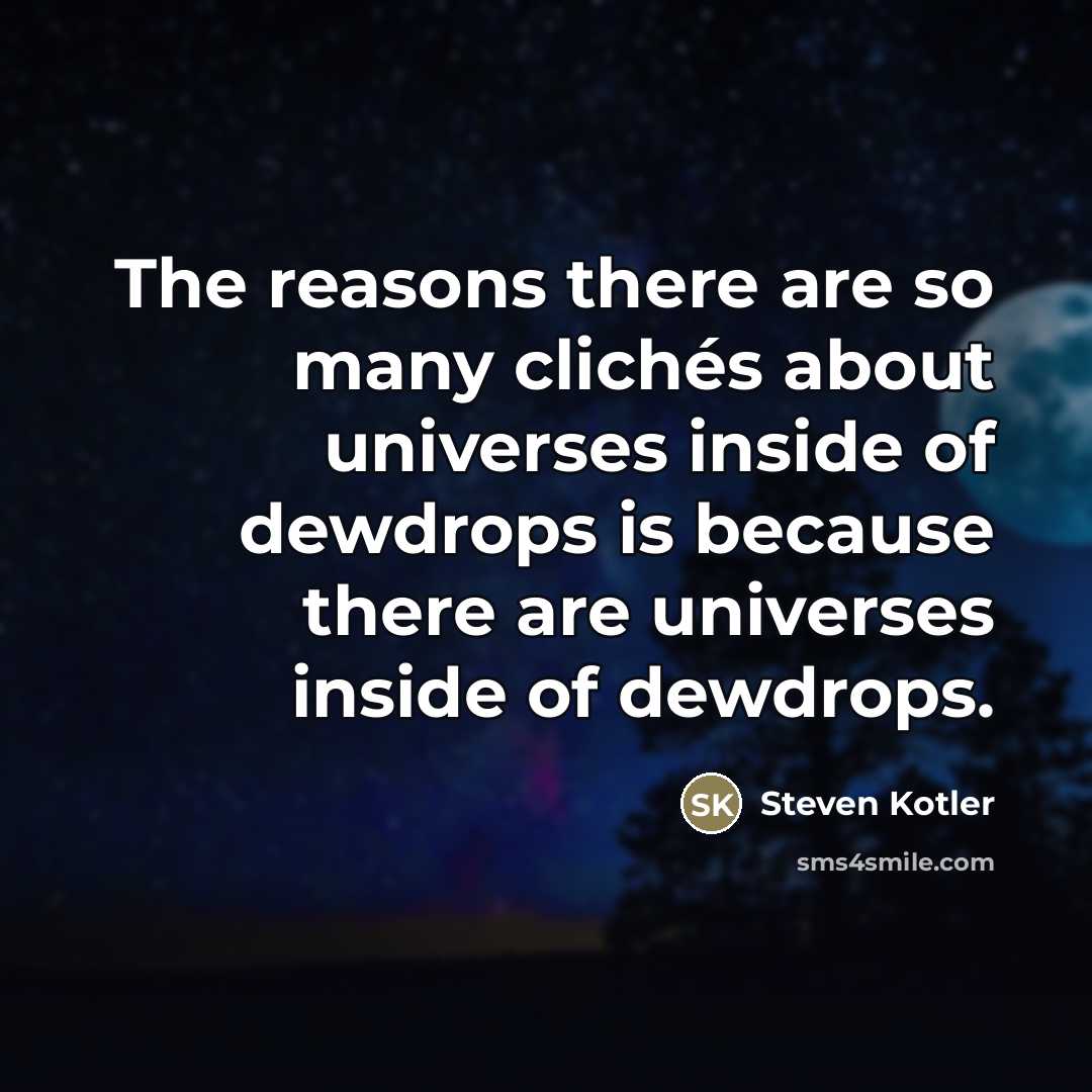 “The reasons there are so many clichés about universes inside…” quote by Steven Kotler