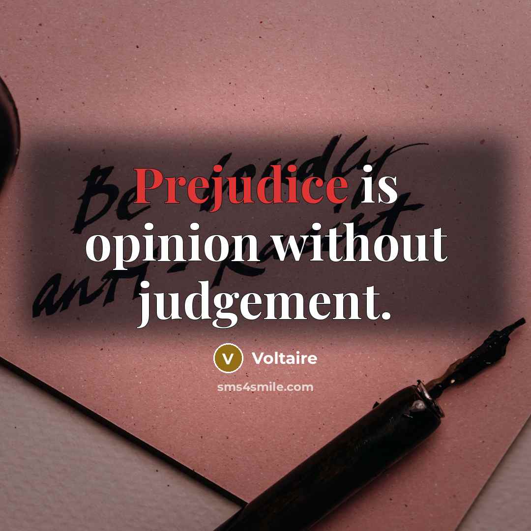 “Prejudice is opinion without judgement.…” quote by Voltaire