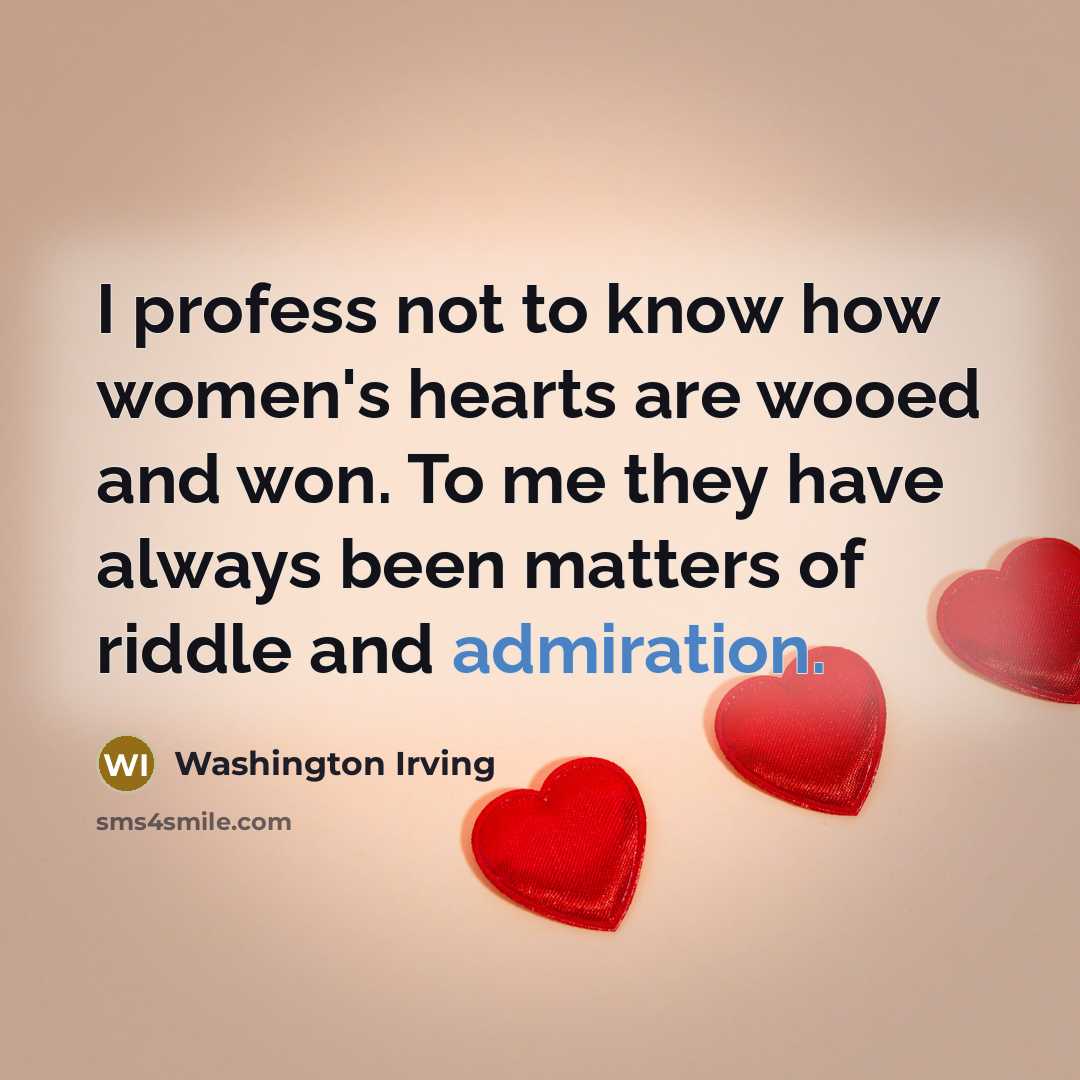 “I profess not to know how women's hearts are wooed…” quote by Washington Irving
