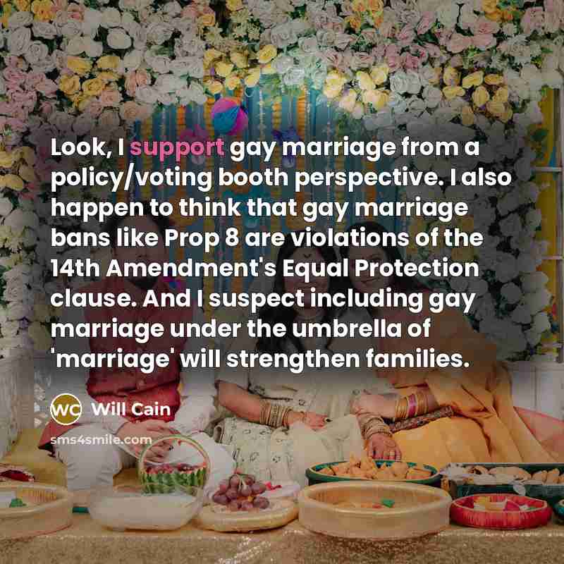 “Look, I support gay marriage from a policy/voting booth perspective.…” quote by Will Cain