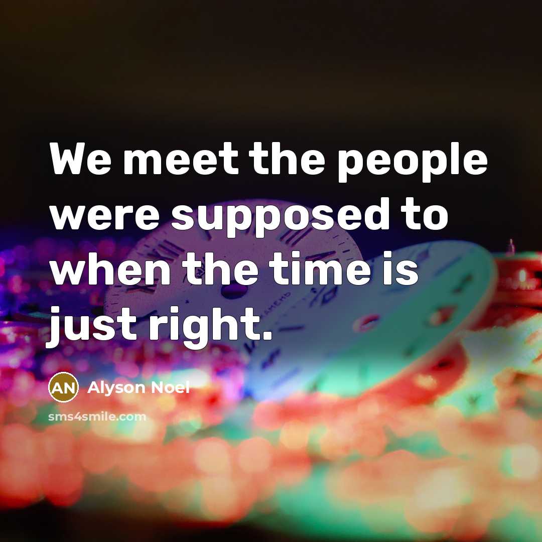 “We meet the people were supposed to when the time…” quote by Alyson Noel