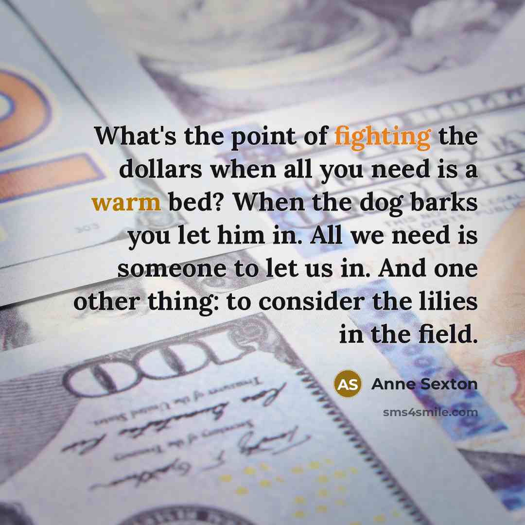 “What's the point of fighting the dollars when all you…” quote by Anne Sexton