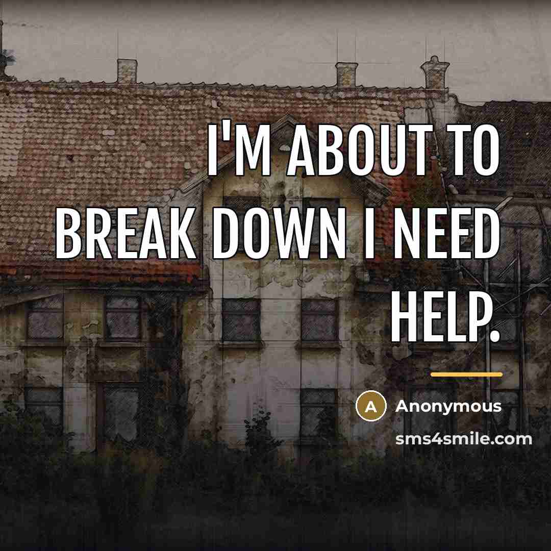 “I'm About To Break Down I Need Help.…” quote by Anonymous
