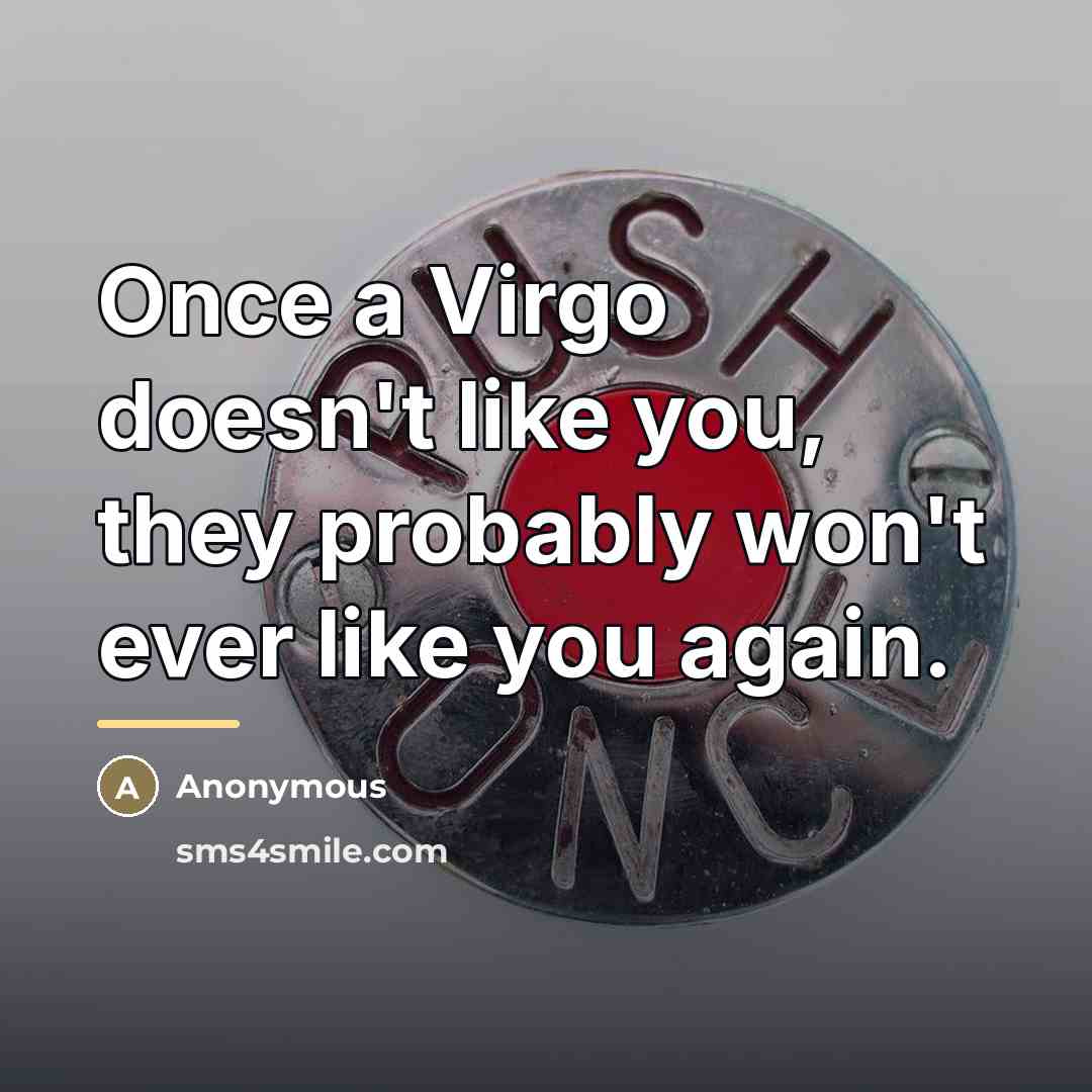 “Once a Virgo doesn't like you, they probably won't ever…” quote by Anonymous