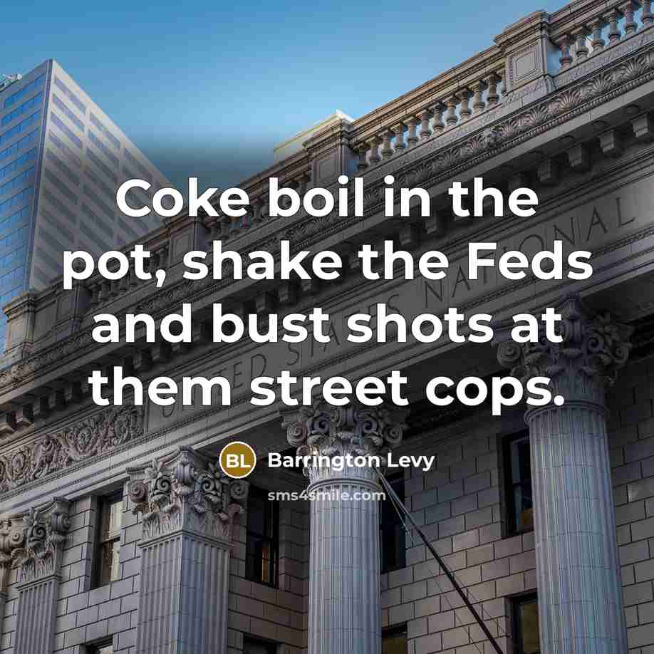 “Coke boil in the pot, shake the Feds and bust…” quote by Barrington Levy
