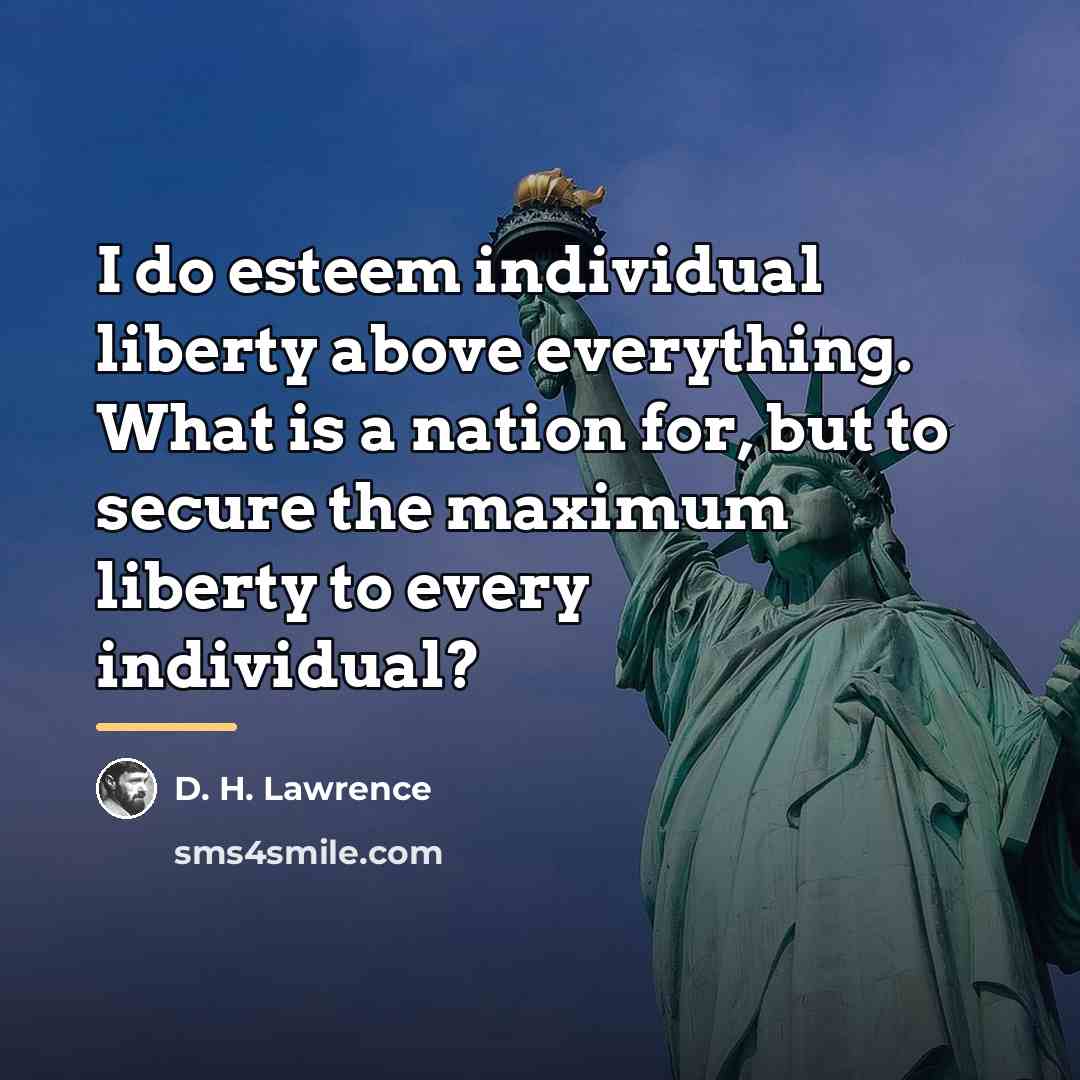 “I do esteem individual liberty above everything. What is a…” quote by D. H. Lawrence
