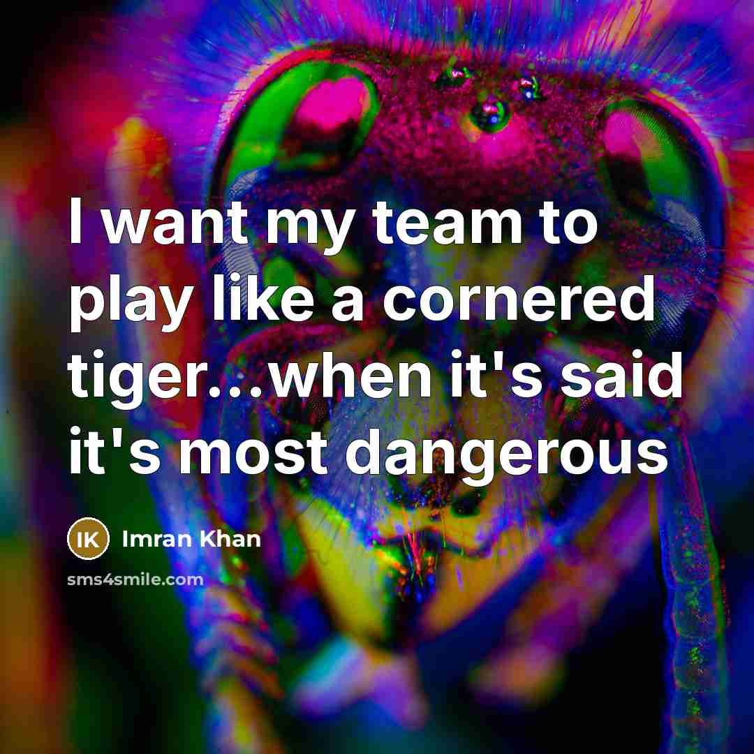 “I want my team to play like a cornered tiger...when…” quote by Imran Khan