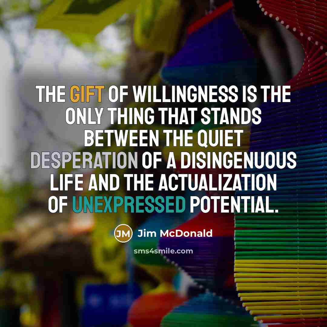 “The gift of willingness is the only thing that stands…” quote by Jim McDonald