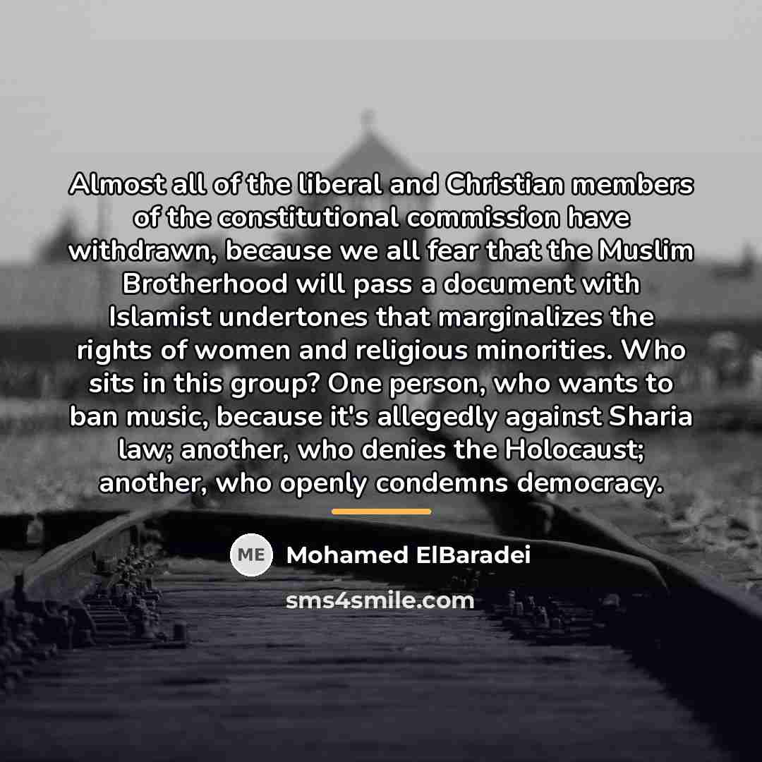 “Almost all of the liberal and Christian members of the…” quote by Mohamed ElBaradei