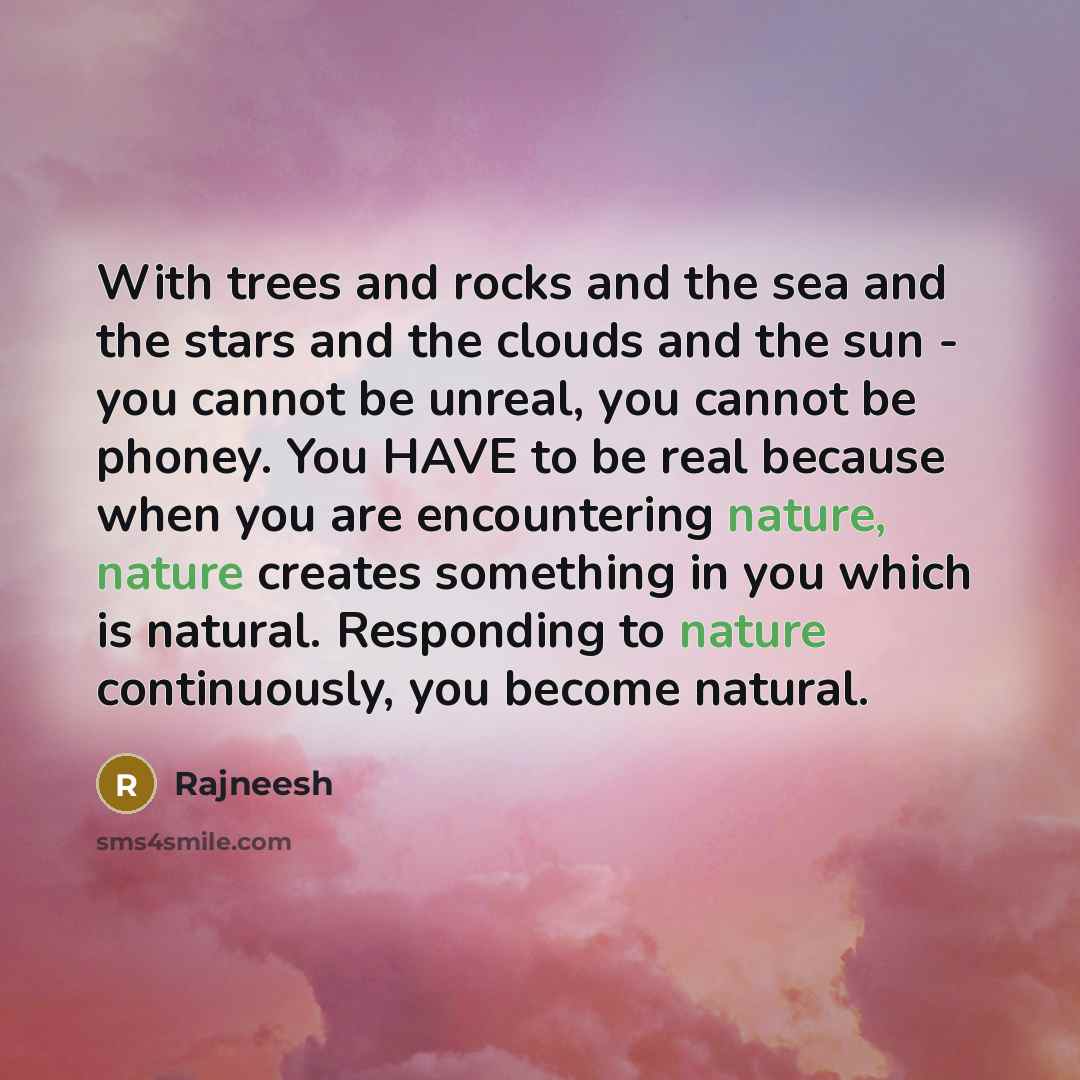 “With trees and rocks and the sea and the stars…” quote by Rajneesh