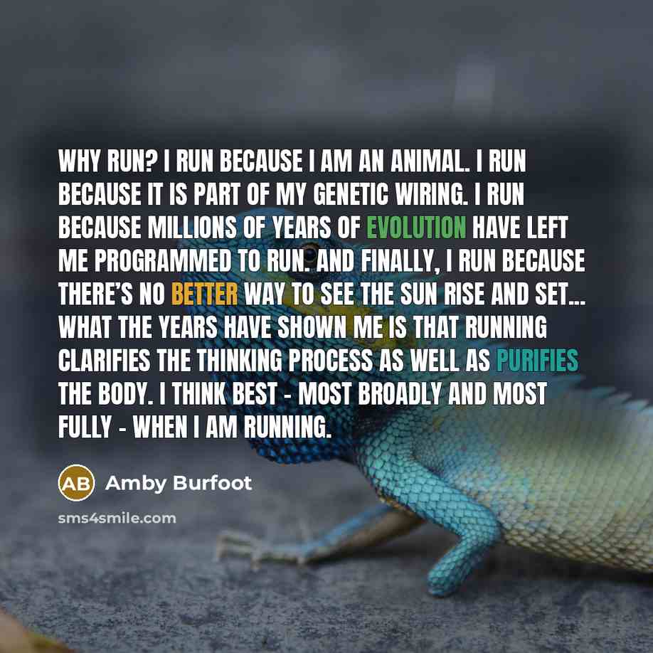“Why run? I run because I am an animal. I…” quote by Amby Burfoot