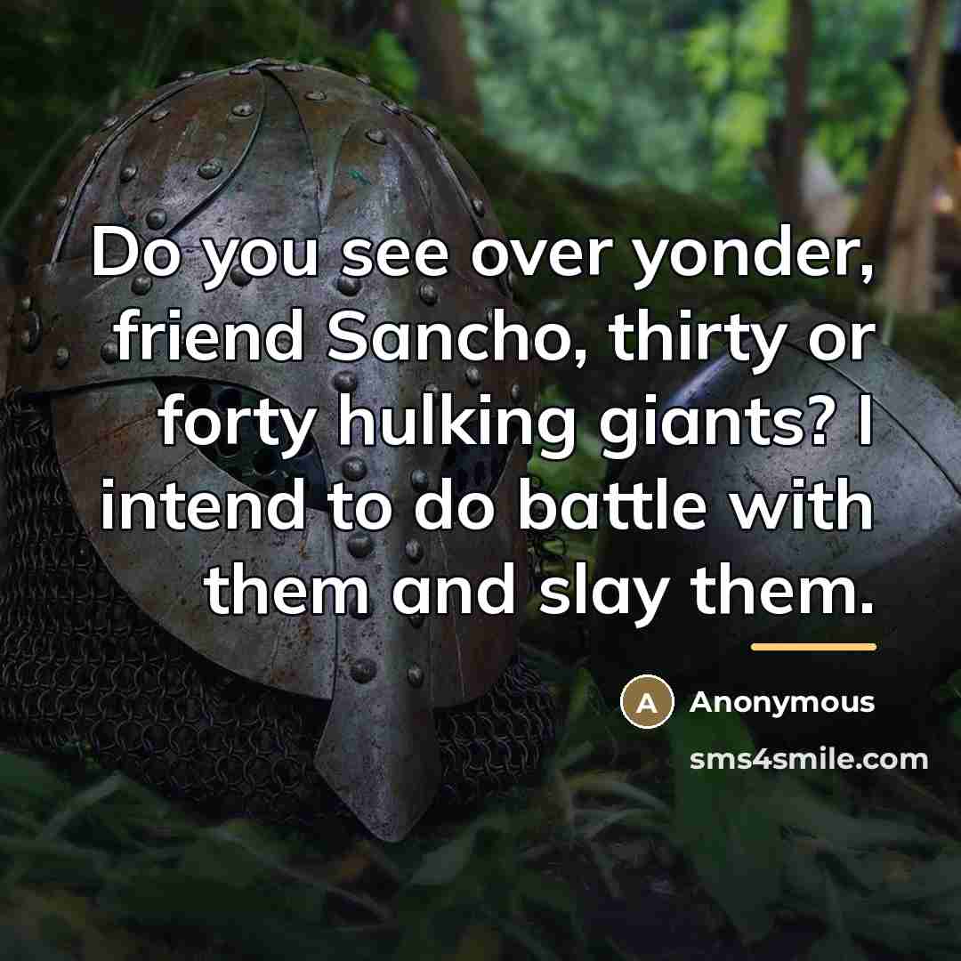“Do you see over yonder, friend Sancho, thirty or forty…” quote by Anonymous